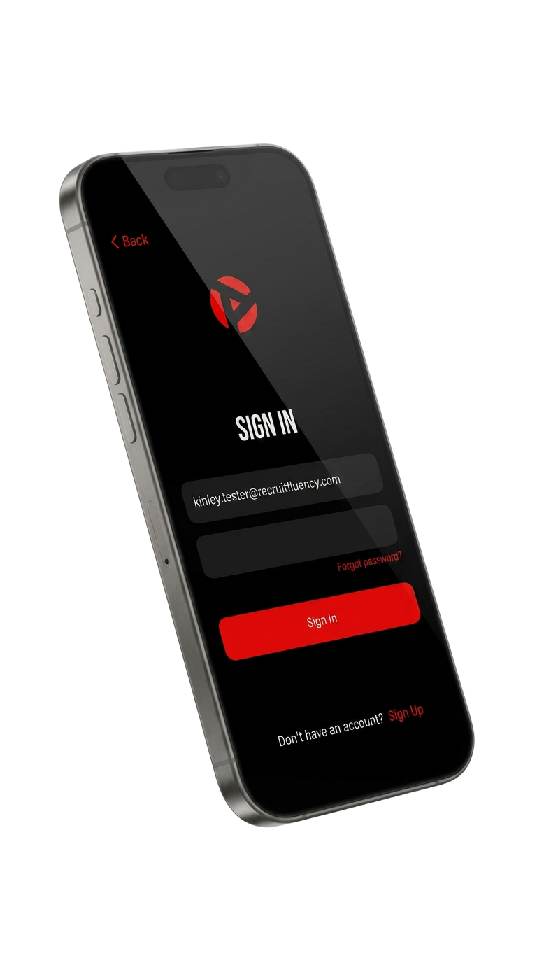 RFX — RecruitFluency — screen 3 — iOS & Android app built by Moblicode